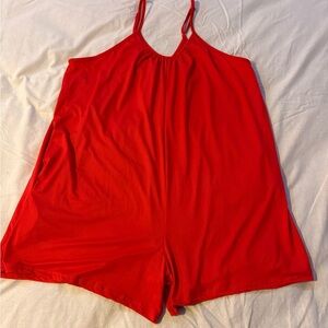 Red Sleeveless Romper